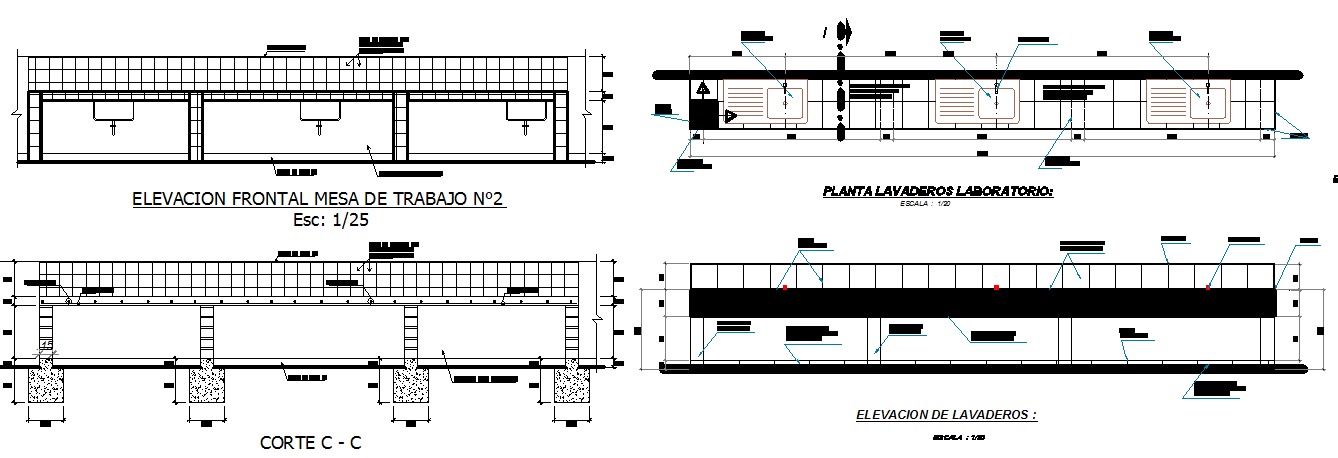 Commercial building elevation and section detail dwg file