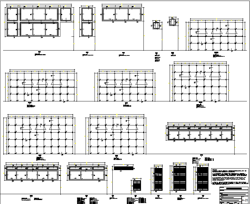 Commercial building elevation and section detail dwg file
