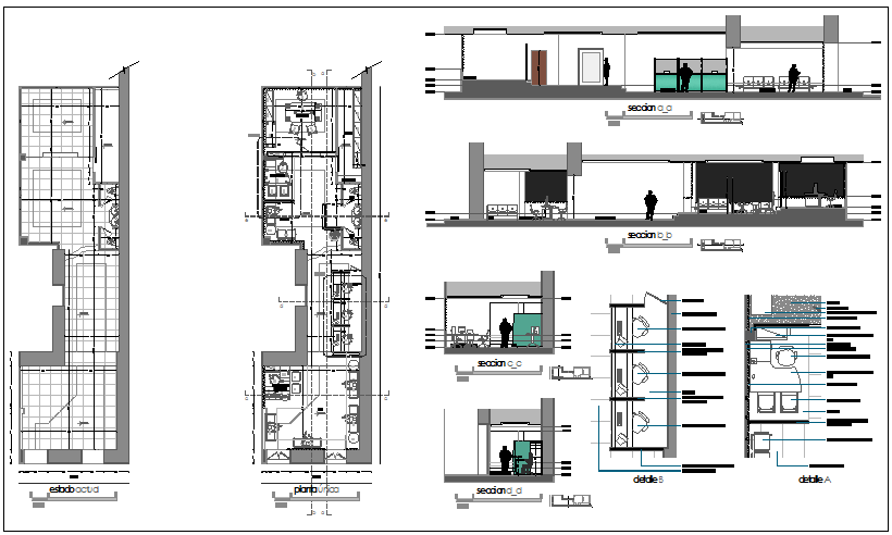 Commercial building floor plan detail view dwg file