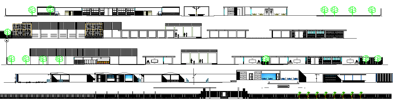 Commercial building gate Elevation plan detail dwg file