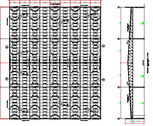 Commercial building in steel roof foundation plan dwg file