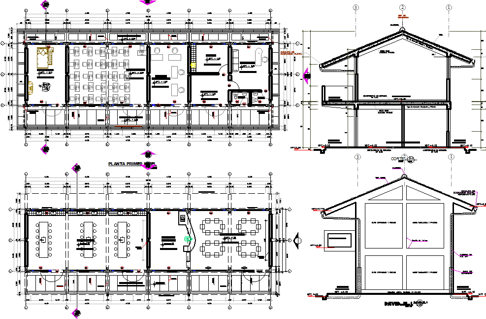 Commercial building plan and Elevation plan detail dwg file