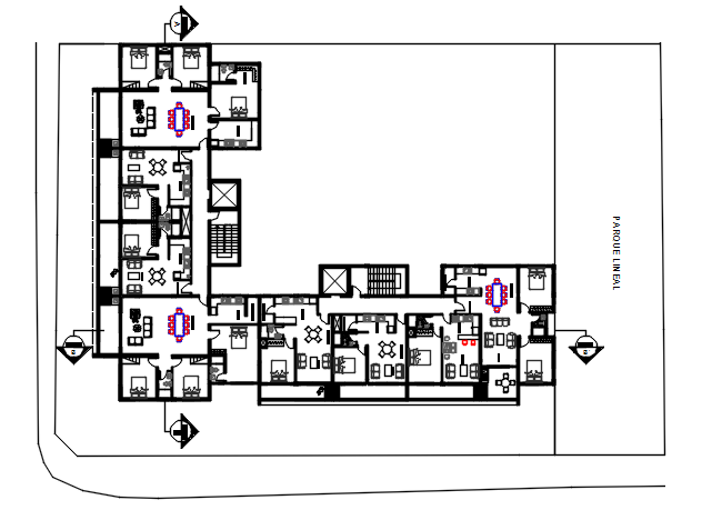Commercial building plan center line plan detail dwg file