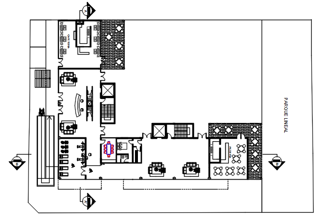 Commercial building plan center line plan detail dwg file