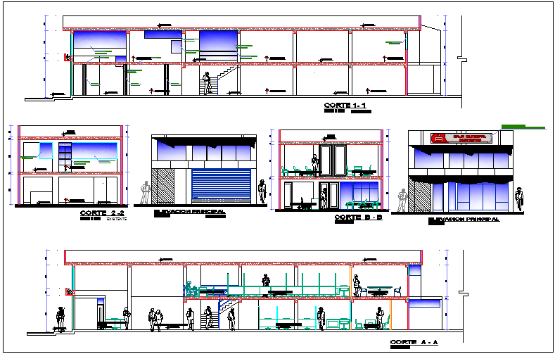 Commercial building plan detail view dwg file