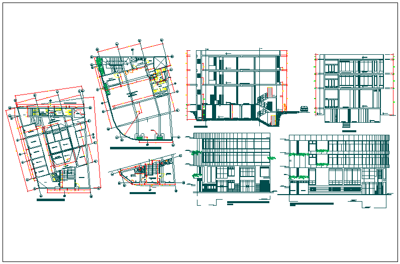 Commercial building plan detail view dwg file