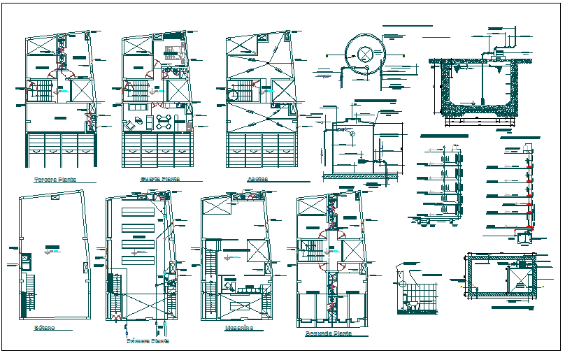 Commercial building plan detail view dwg file