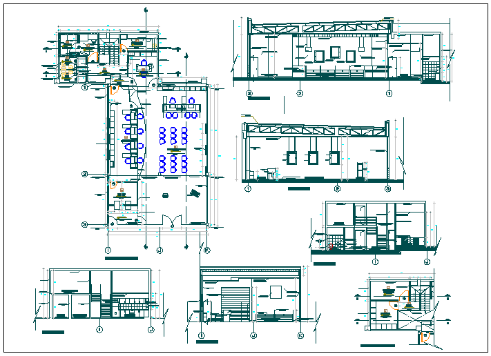 Commercial building plan detail view dwg file