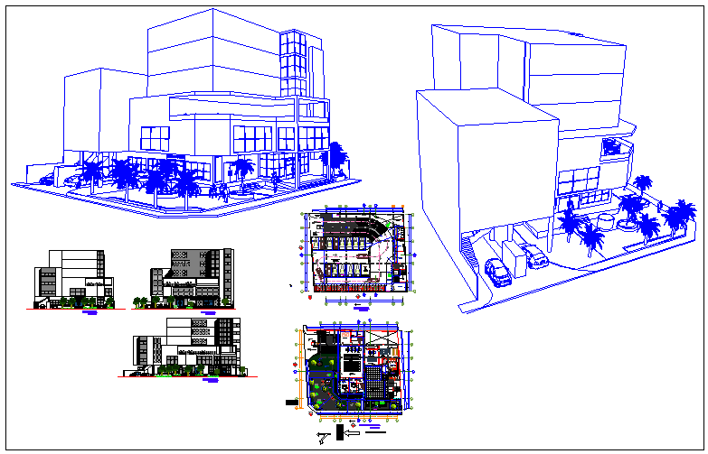 Commercial building plan detail view dwg file