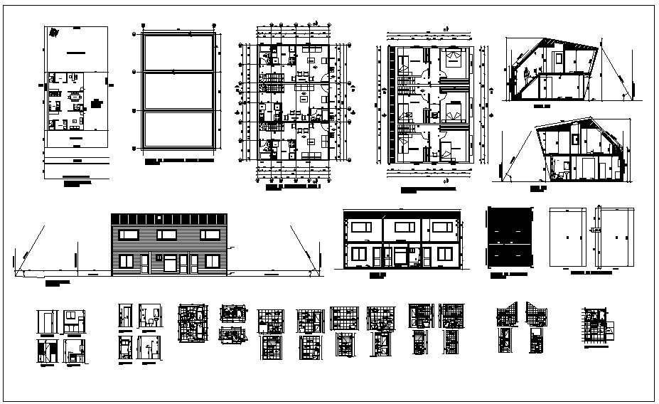 Commercial building plan elevation and section view detail dwg file