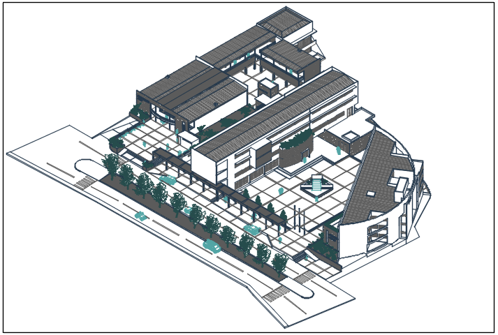Commercial building plan elevation detail dwg file