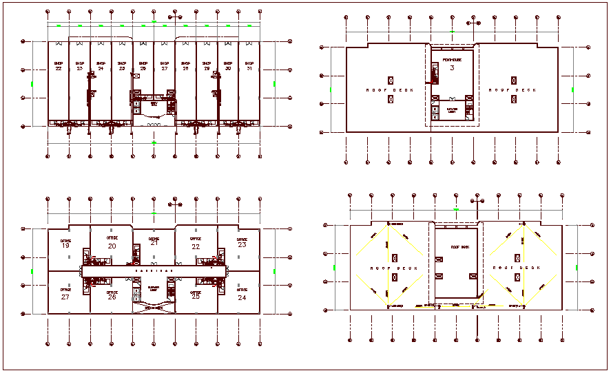 Commercial building plan for drainage pipe line view dwg file