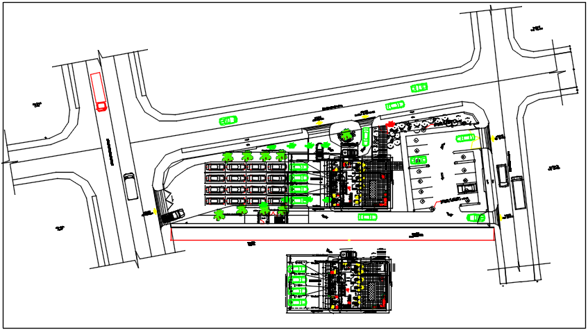 Commercial building plan in celler plan detail dwg file