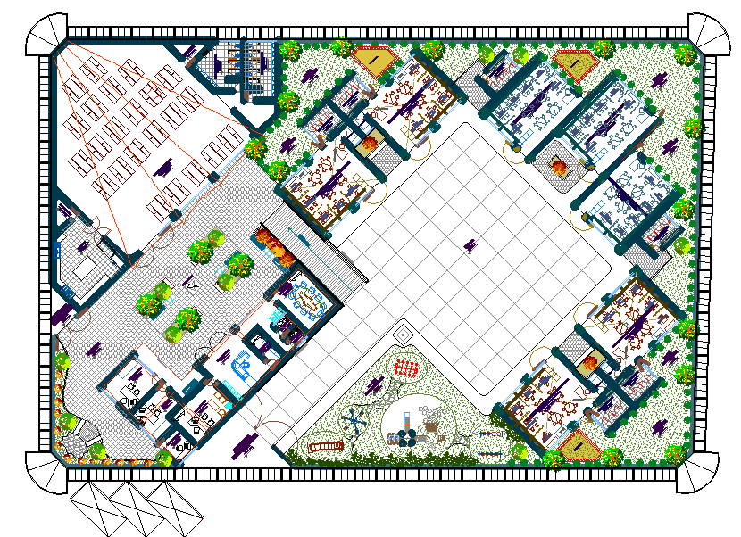 Commercial building plan layout plan detail dwg file