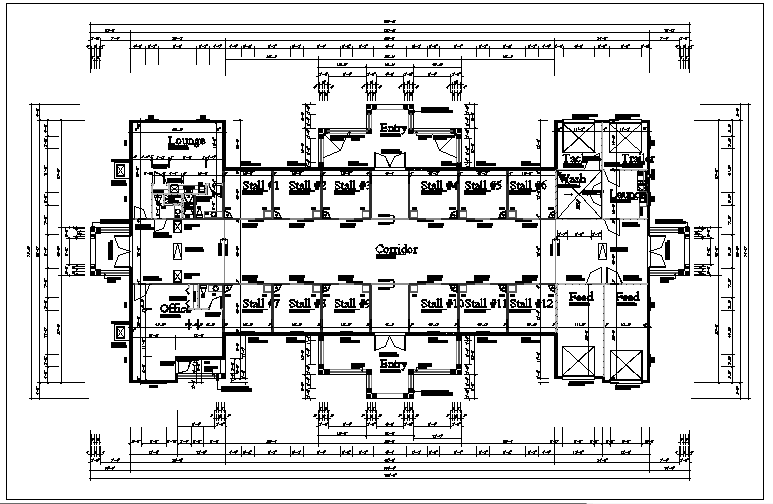 Commercial building plan view layout details
