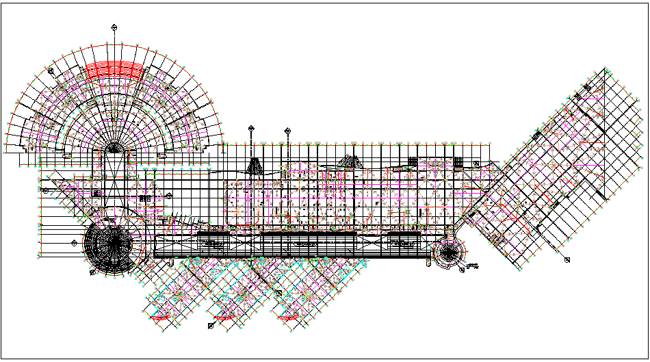 Commercial building upper roof plan layout dwg file