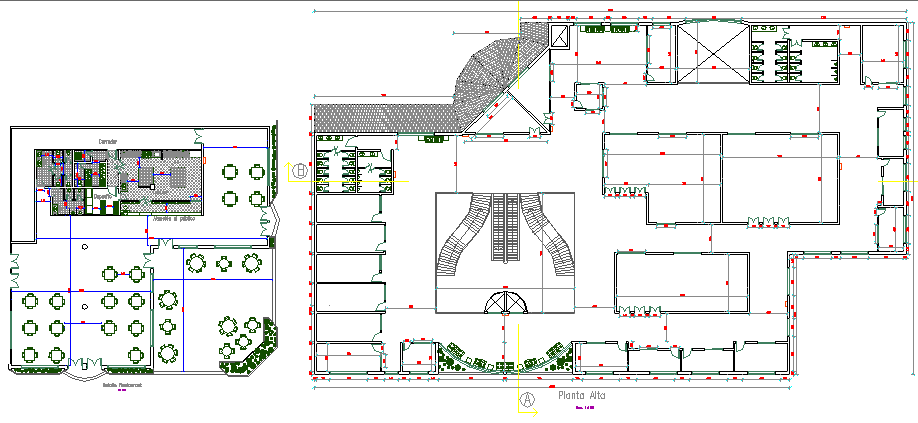 Commercial business center architecture layout plan details dwg file