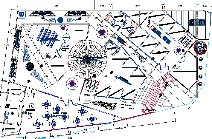 Commercial complex with cinema architecture layout plan dwg file