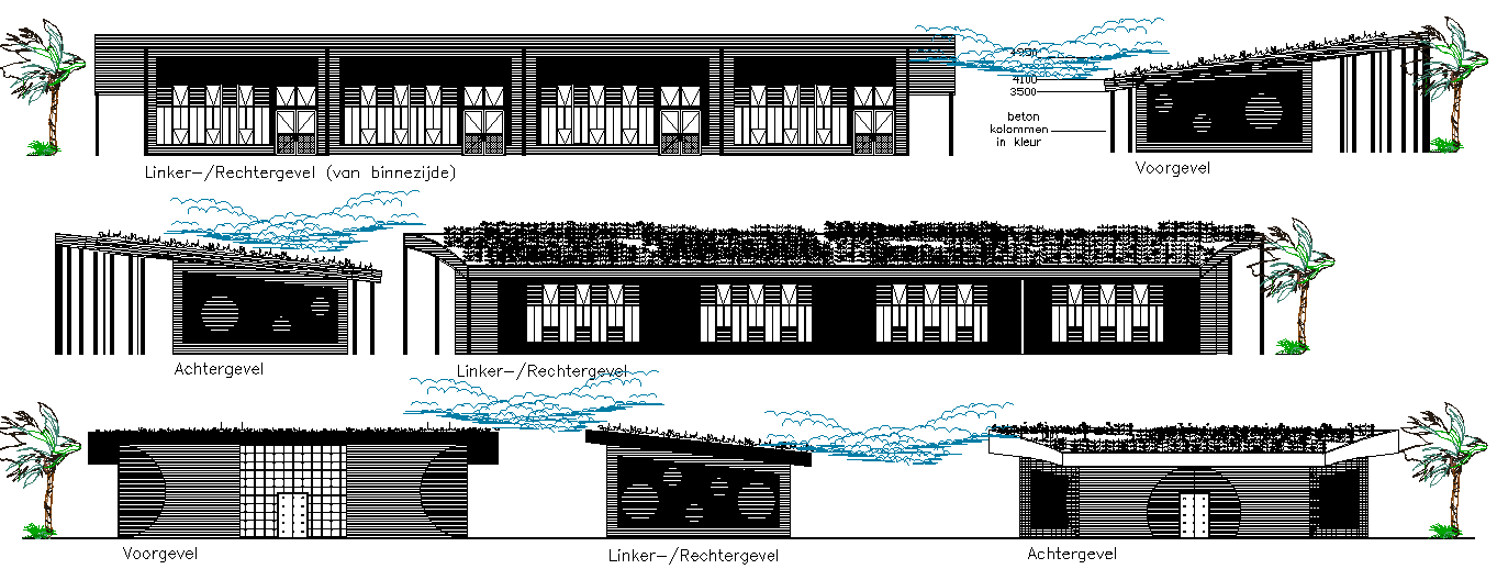 Commercial elevation and section detail dwg file