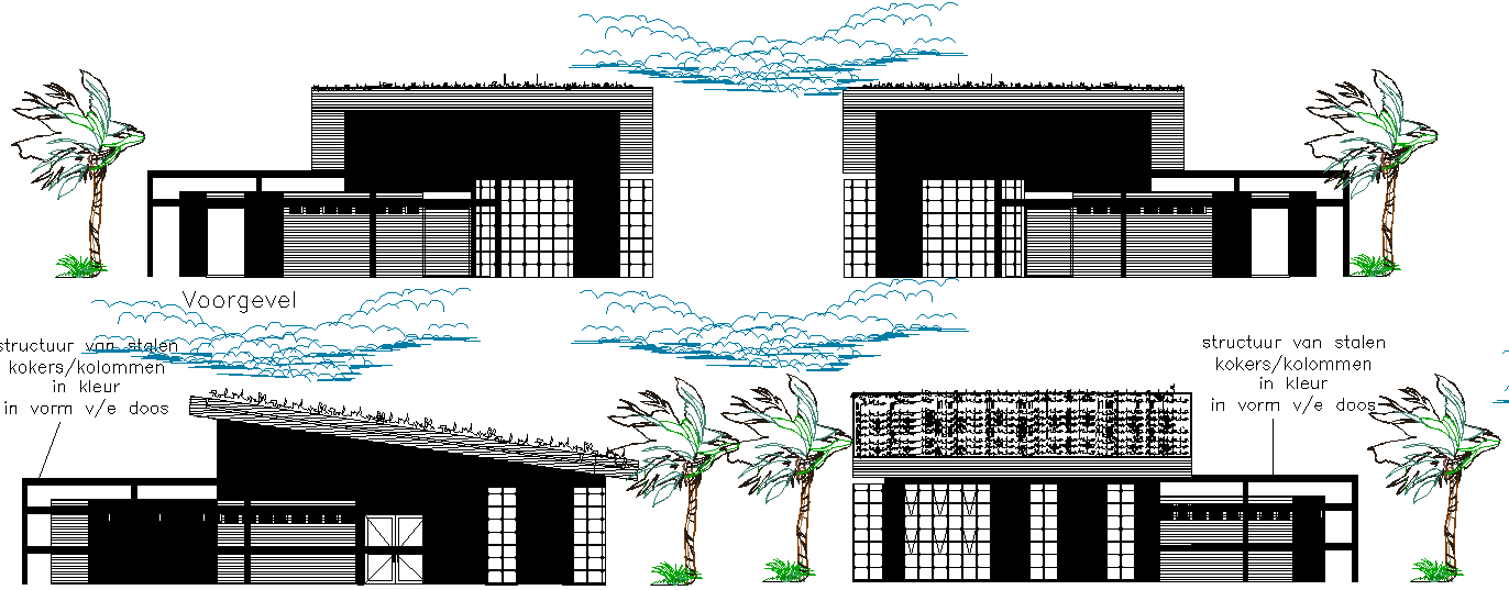 Commercial elevation and section detail dwg file