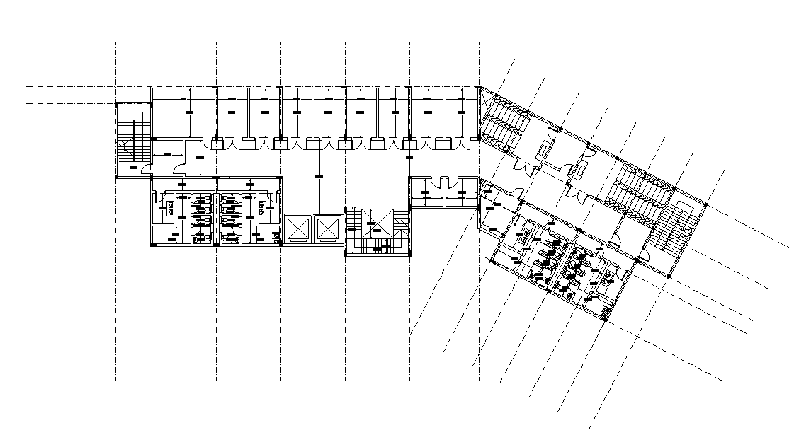 Commercial hall building detail 2d view layout plan