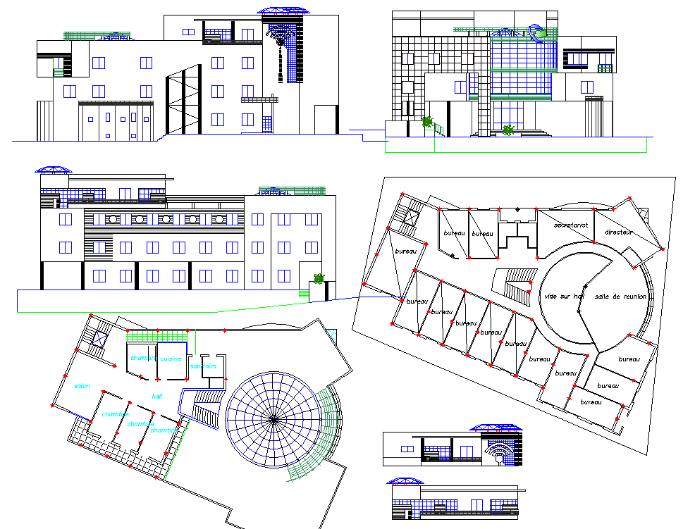 Commercial office building plan detail view dwg file