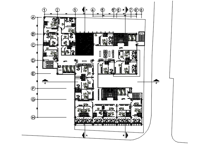 Commercial office layout in dwg file