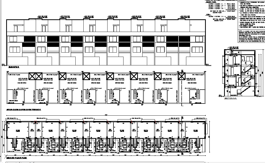 Commercial plan, elevation and section detail dwg file