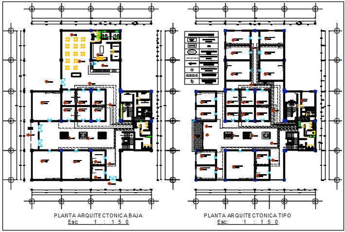 Commercial plan Center line plan in detail dwg file