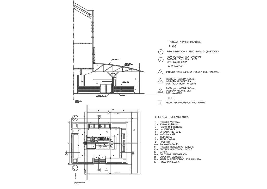 Commercial plan and elevation layout detail dwg file