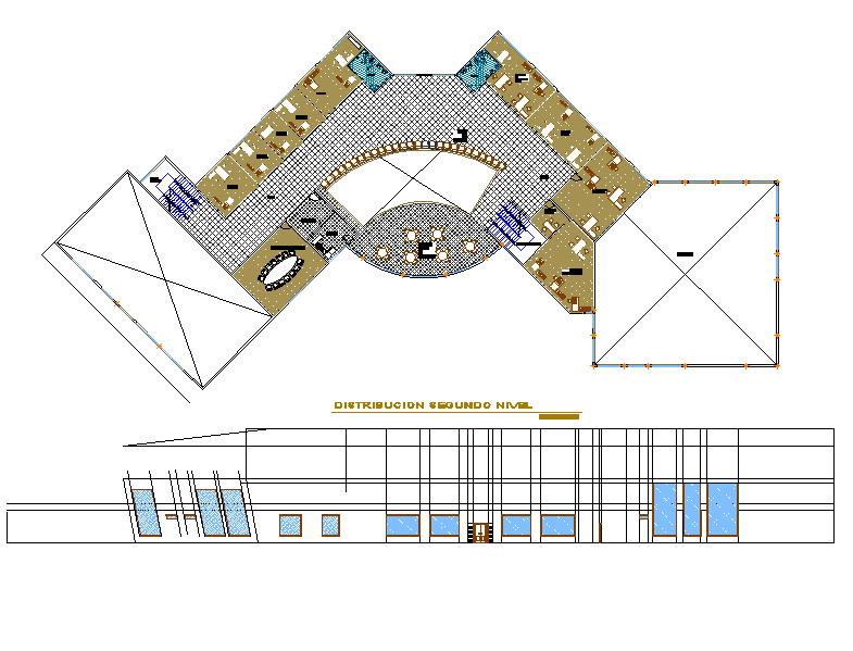 Commercial plan and elevation layout detail dwg file