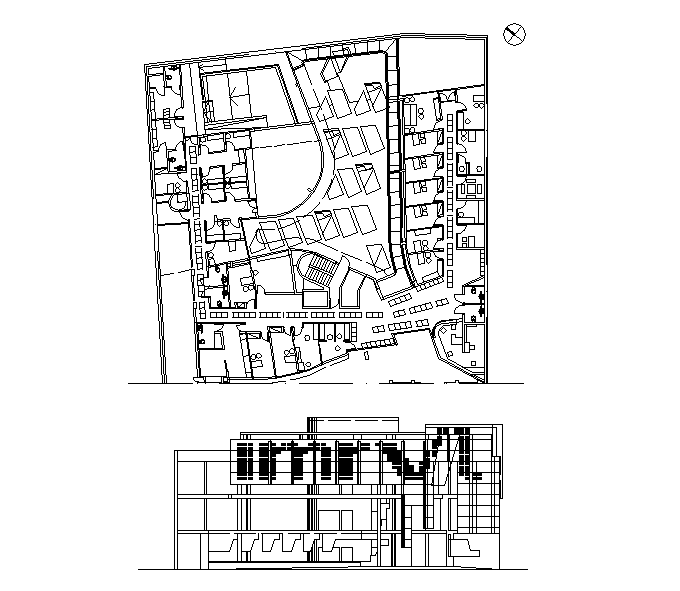 Commercial plan and elevation layout detail dwg file