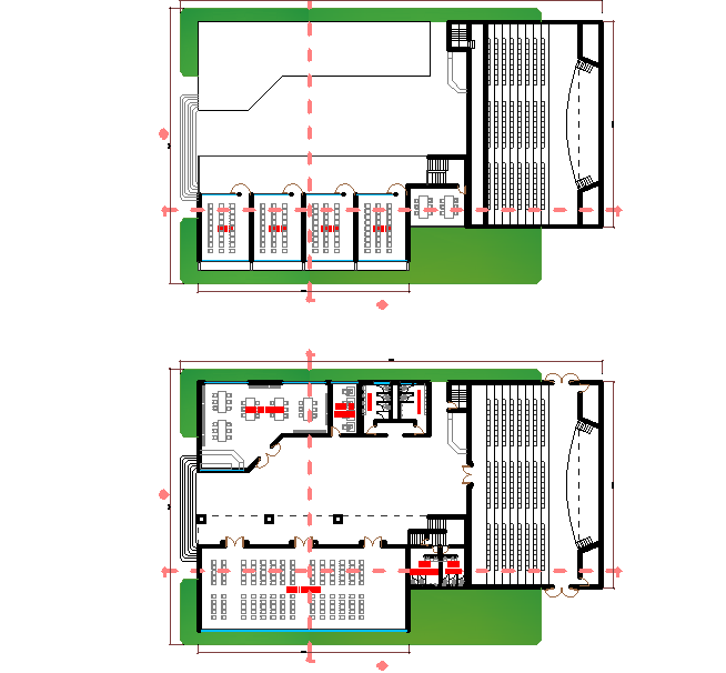 Commercial plan and elevation layout detail dwg file