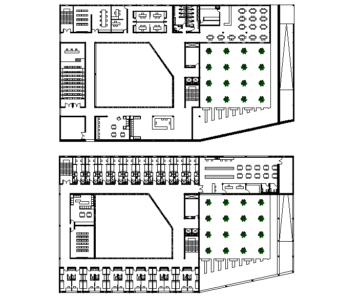 Commercial plan and elevation layout detail dwg file