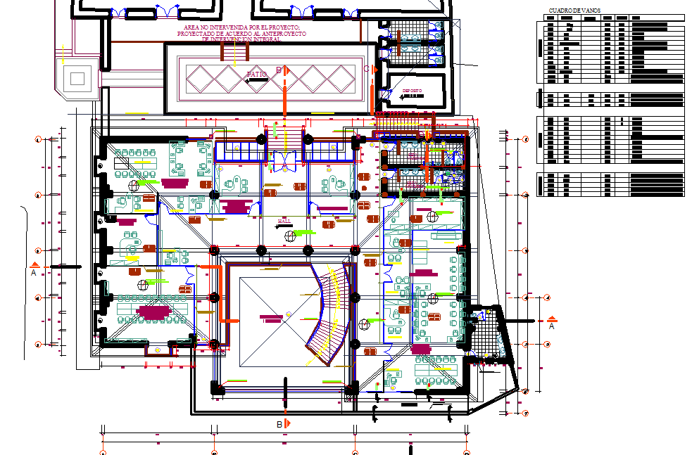Commercial plan and elevation layout detail dwg file