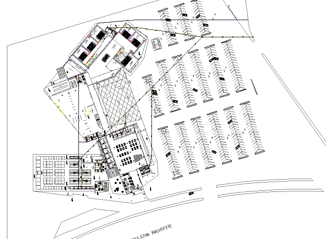 Commercial popular center landscaping and structure details dwg file