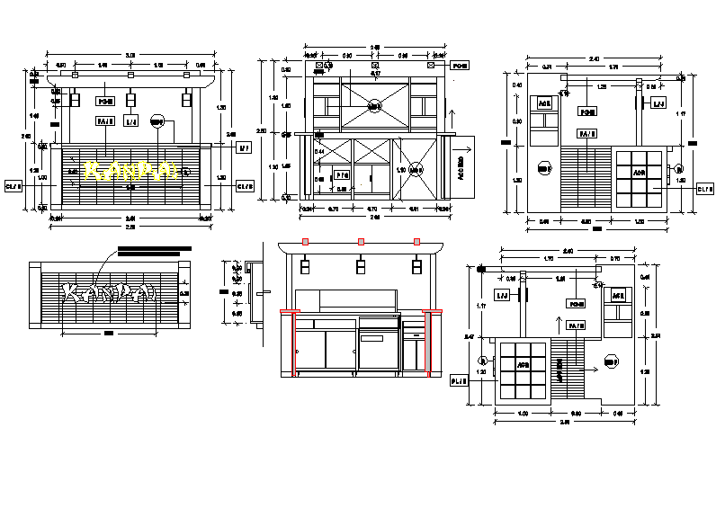 Commercial premises different elevation view dwg file