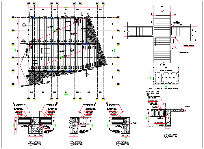 Commercial structure plan detail and structure detail view dwg file