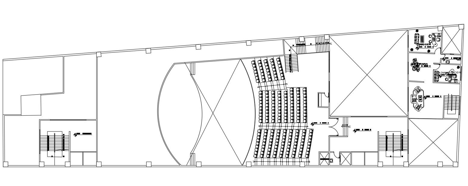 Commercial Auditorium Hall Second Floor Plan Download DWG File