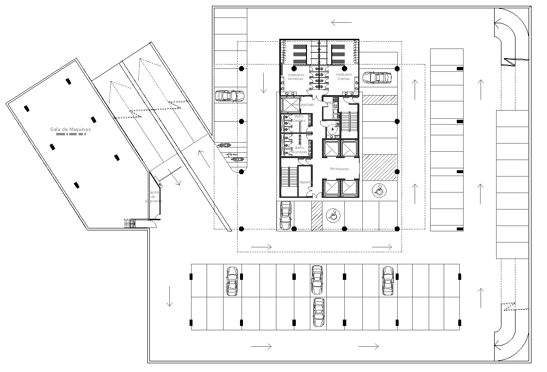 Commercial Building Basement Parking Plan AutoCAD Drawing Download DWG File