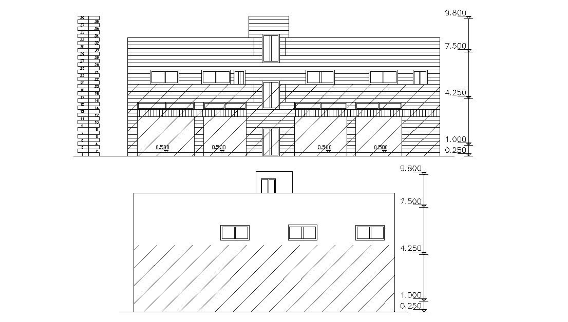 Commercial Building Elevations Design AutoCAD File Free Download