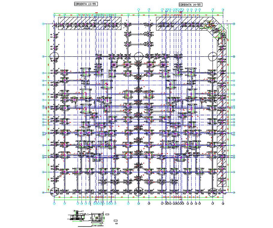 Commercial Building Foundation Layout Plan DWG File