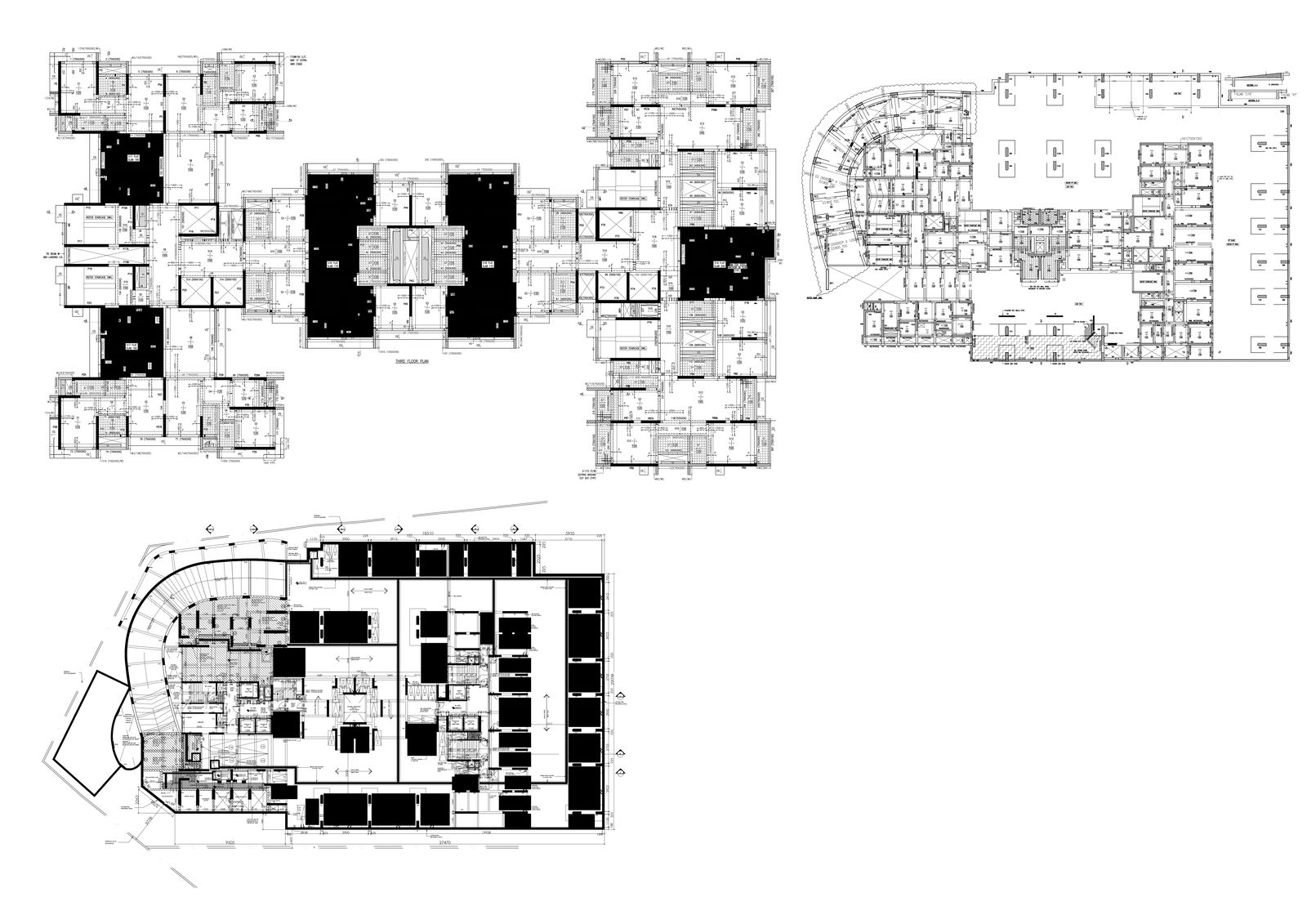 Commercial Building R.C.C. Wall & Column DWG CAD Drawing