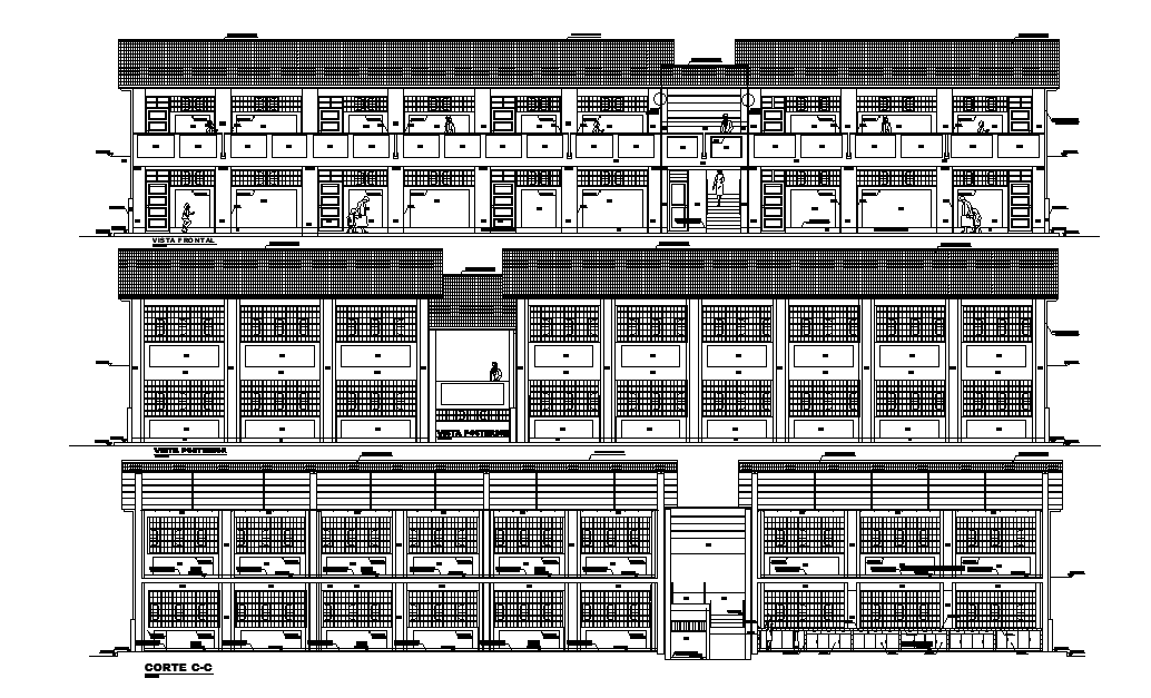 Commercial Building Sectional Elevation Drawing DWG File