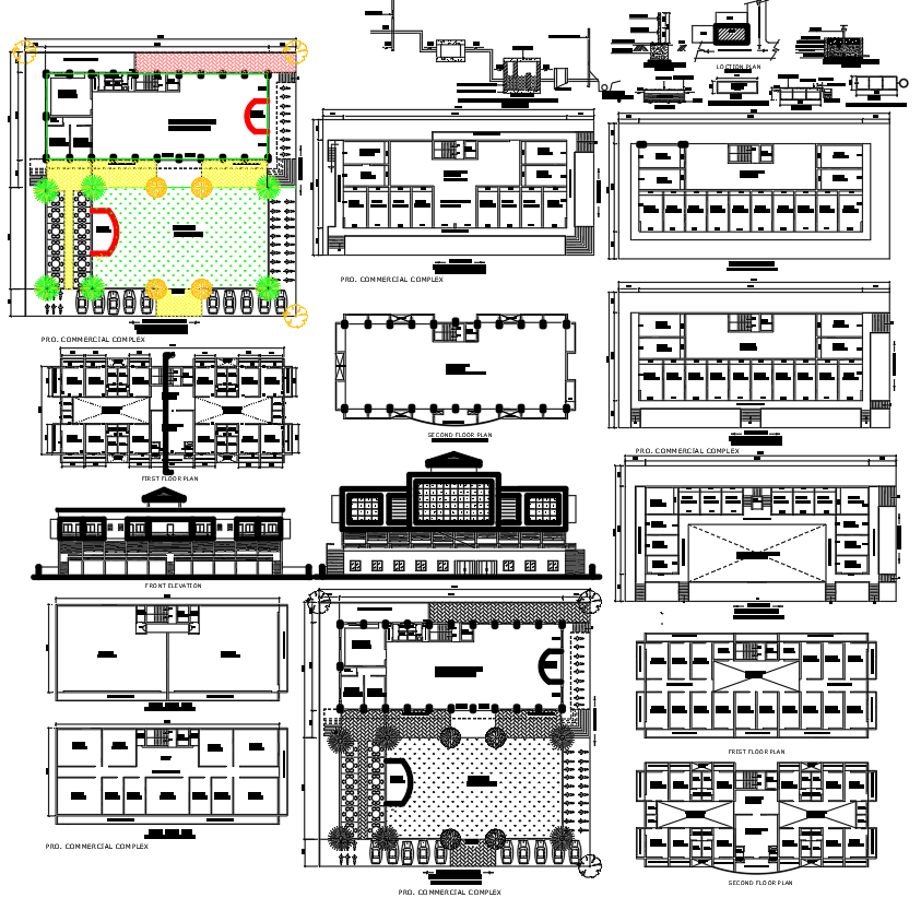 Commercial Complex Design with Detail Floor Plan in DWG File