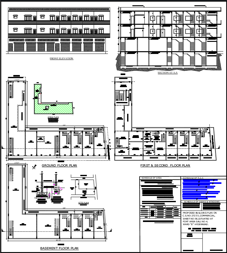 Commercial Complex Drawing with Floor Plan and Footing