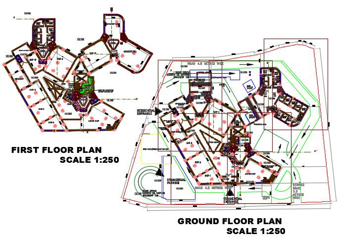 Commercial Cum Residential Building Floor Plan AutoCAD File