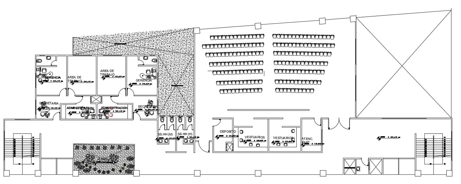 Commercial Office Plan With Auditorium CAD Drawing Download DWG File