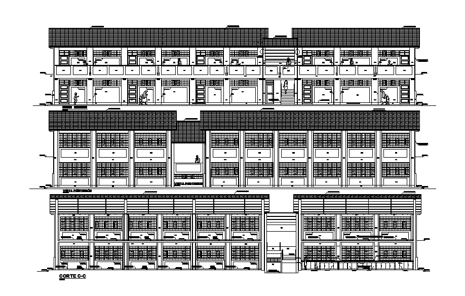 Commercial Shop Building Elevation Drawing Download DWG File