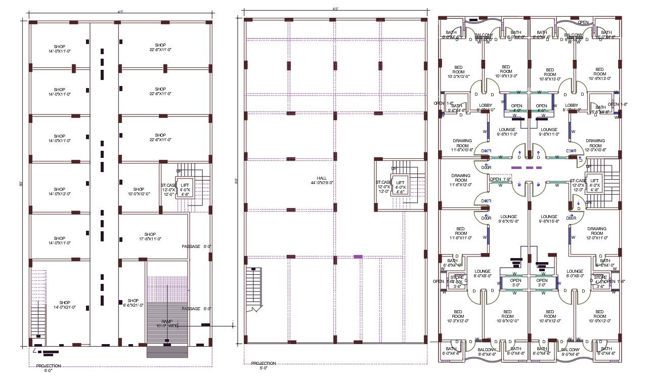 Commercial Shop With Apartment House Plan Drawing CAD File